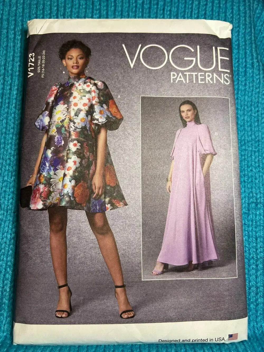Vogue 1723 pattern Dress A line puff sleeves size 16 18 20 22 24